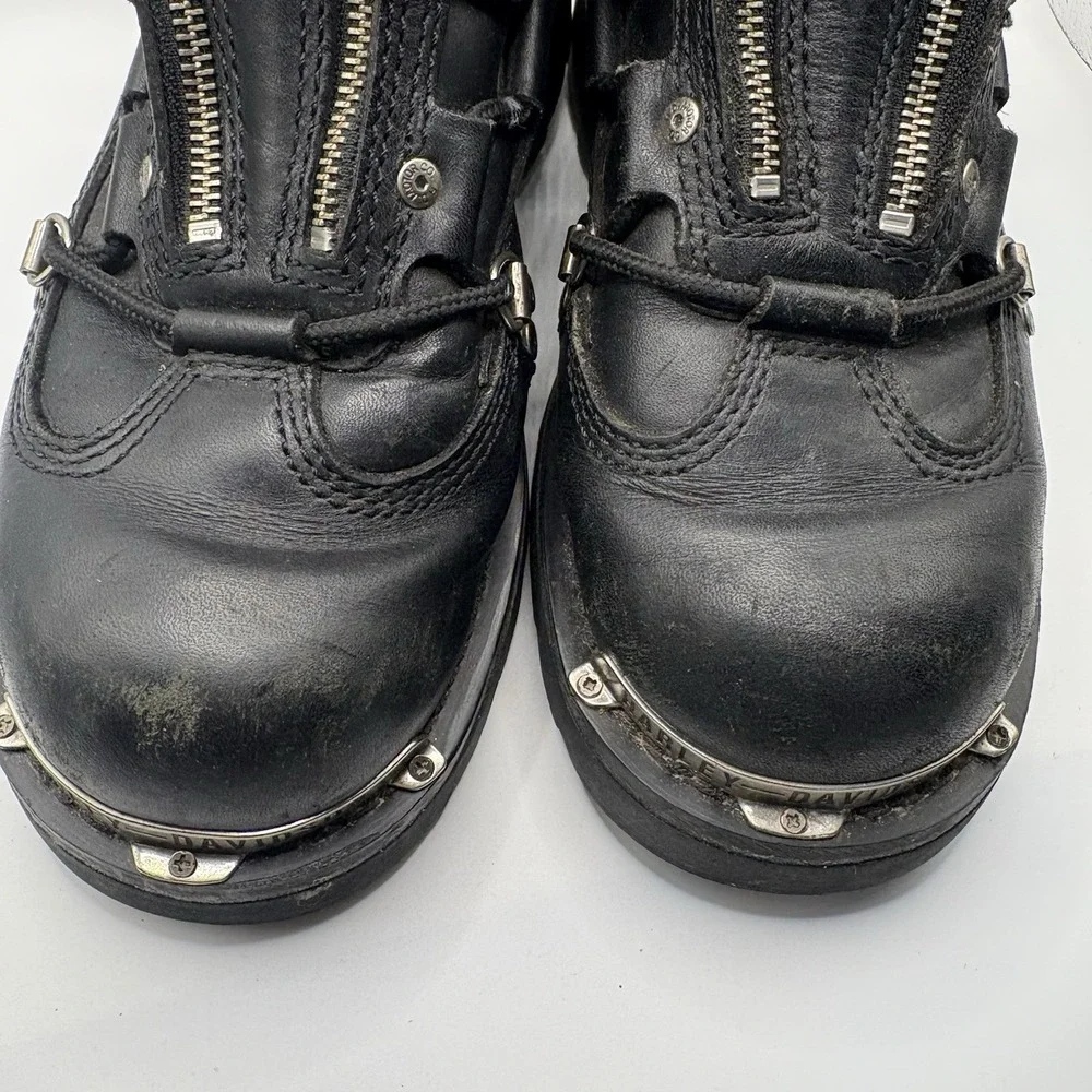 Harley Davidson Mens Boots Size 6.5 #91680 Black Leather Zipper
